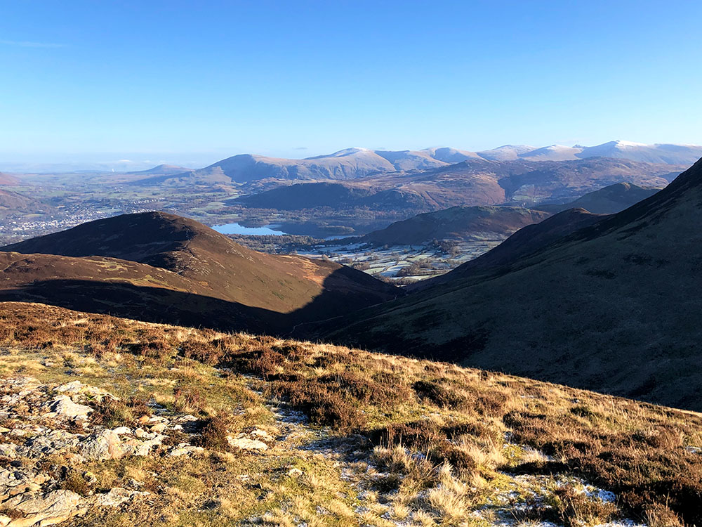 Early morning walk looking back towards Keswick and Derwent Water