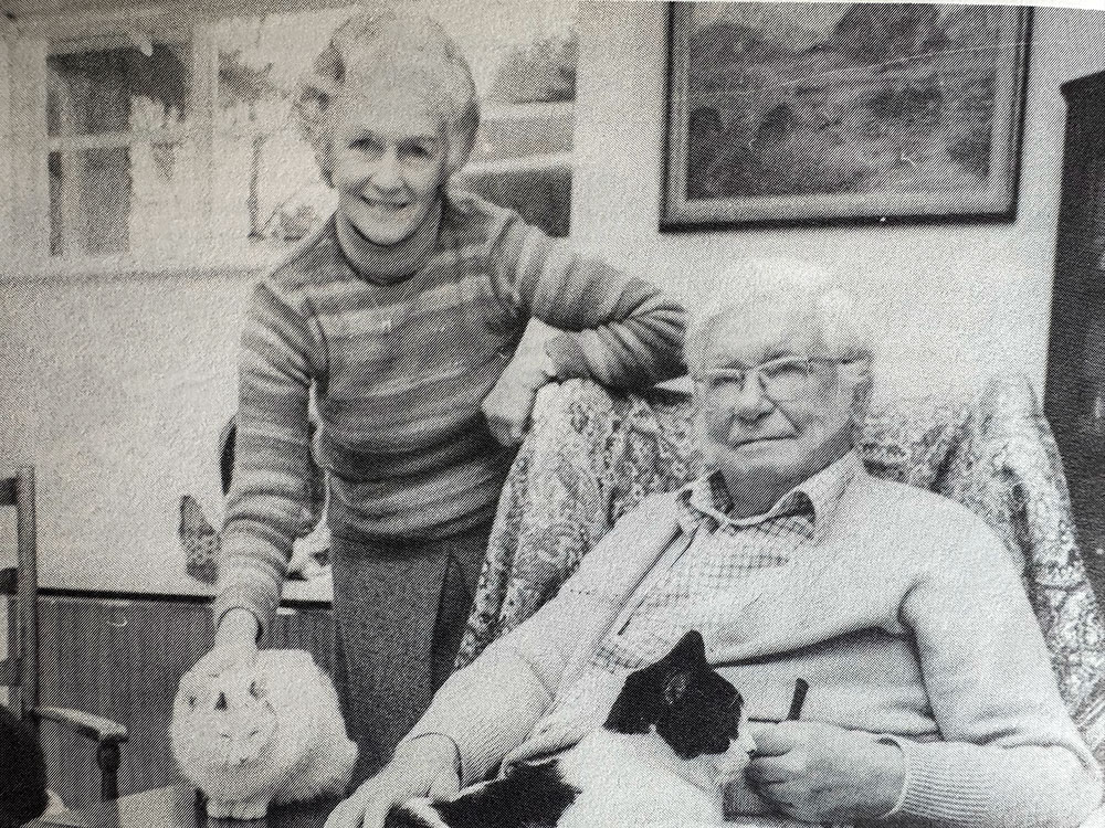 A photograph of Betty and Alfred Wainwright at home, taken from the Ex-Fellwanderer book - the photo in the book was courtesy of the Lancashire Evening Post
