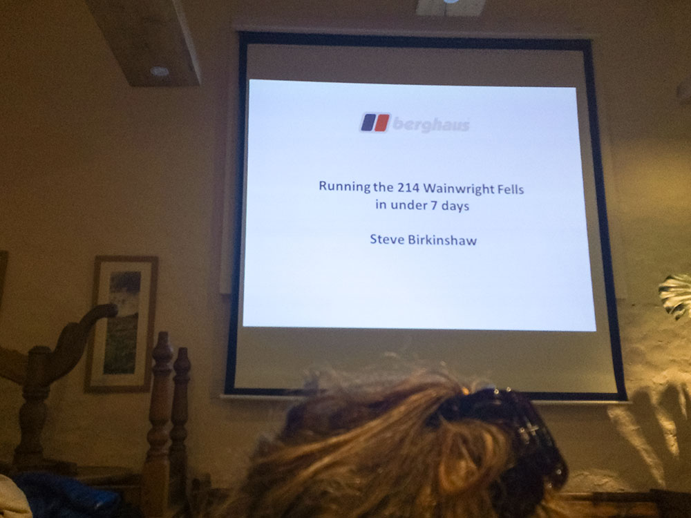 Slideshow attended by the author, given by Steve Birkenshaw, talking through the preparation that went into completing the Wainwrights in seven days