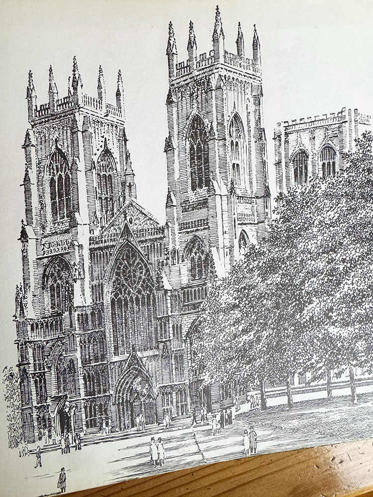 Wainwright's sketch of York Minster, taken from his Dales Sketchbook