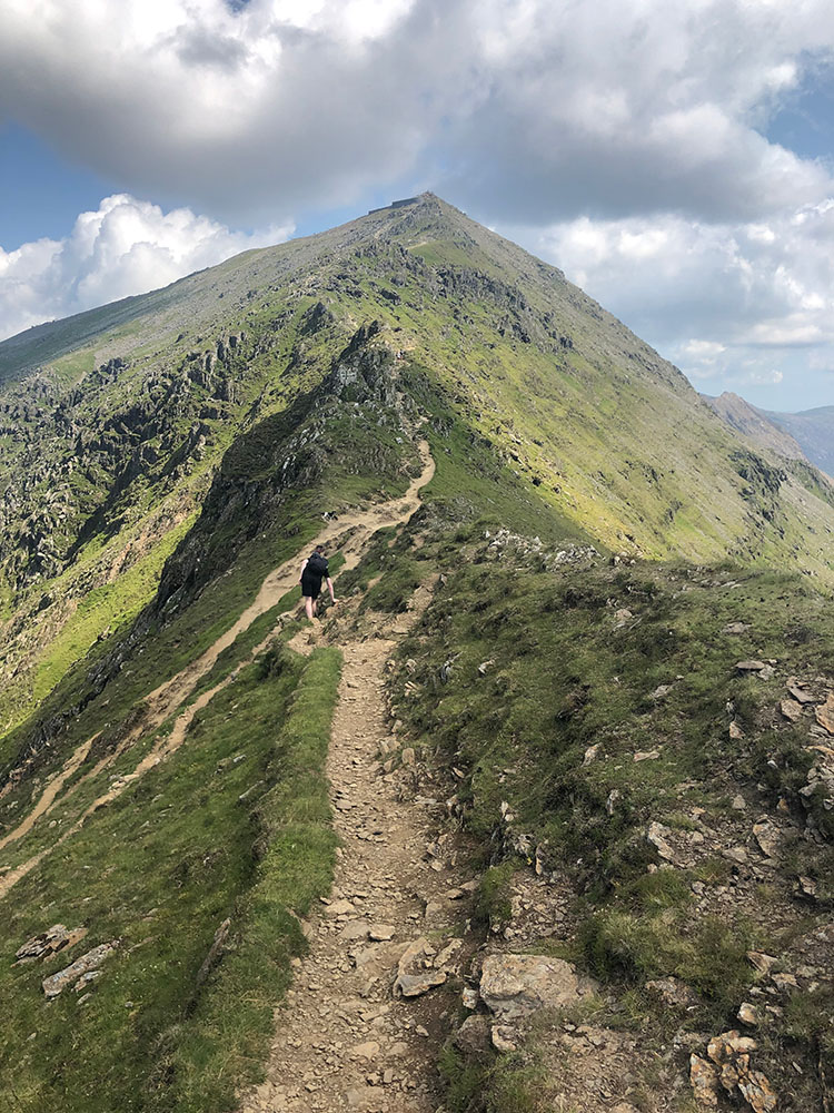 Ridge on Cambrian Way heading towards Snowdon