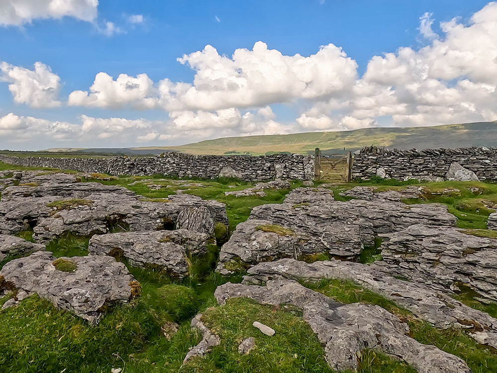 Path heading through some limestone outcrops