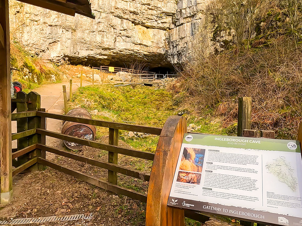 Sign at the entrance to Ingleborough Cave