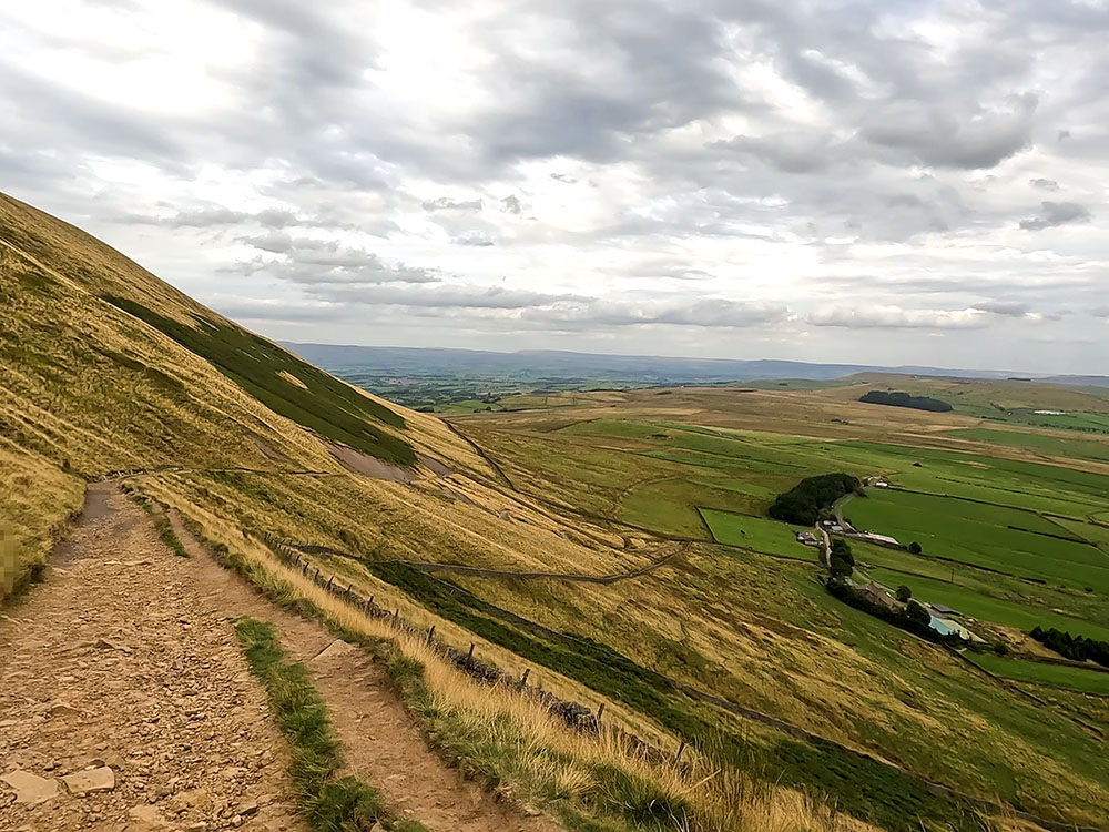 Gravelled sloping path used to descend from the summit of Pendle Hill