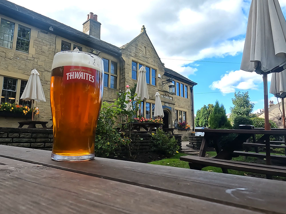 Sat outside the Pendle Inn in Barley