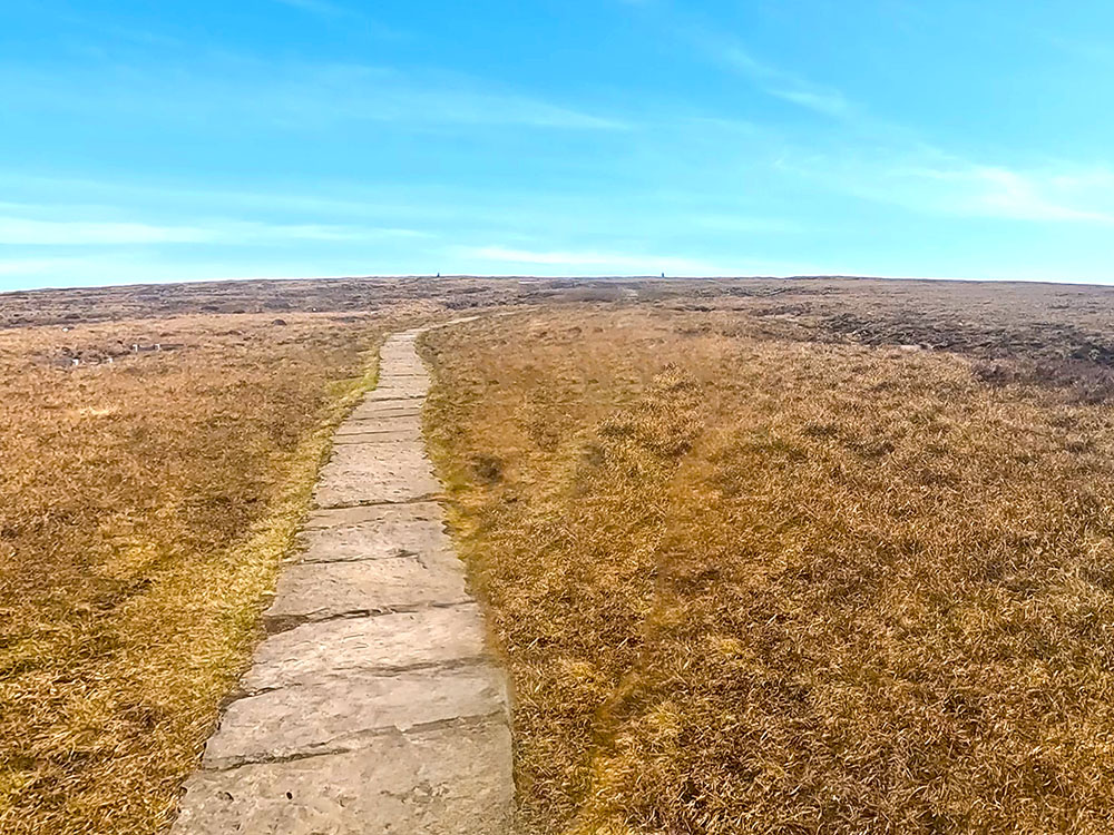 The flagged path up to the summit of Pendle Hill