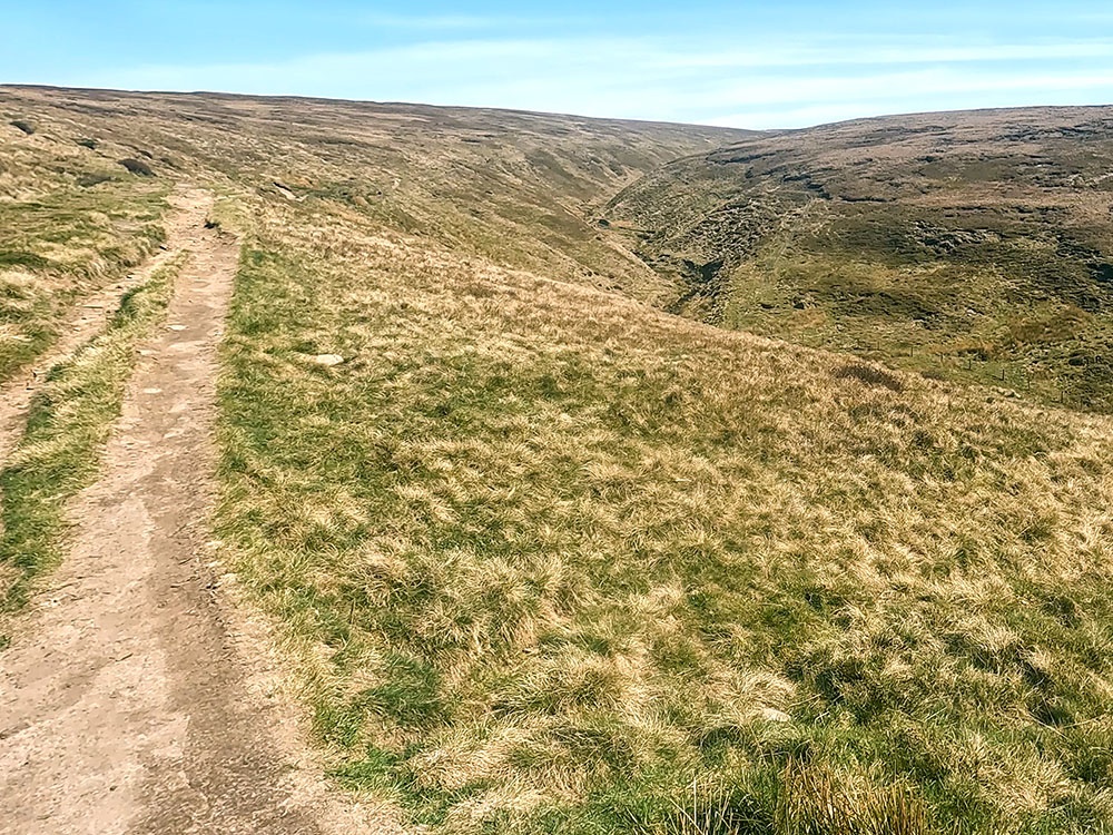 The path from the Nick of Pendle as it pulls into Ogden Clough
