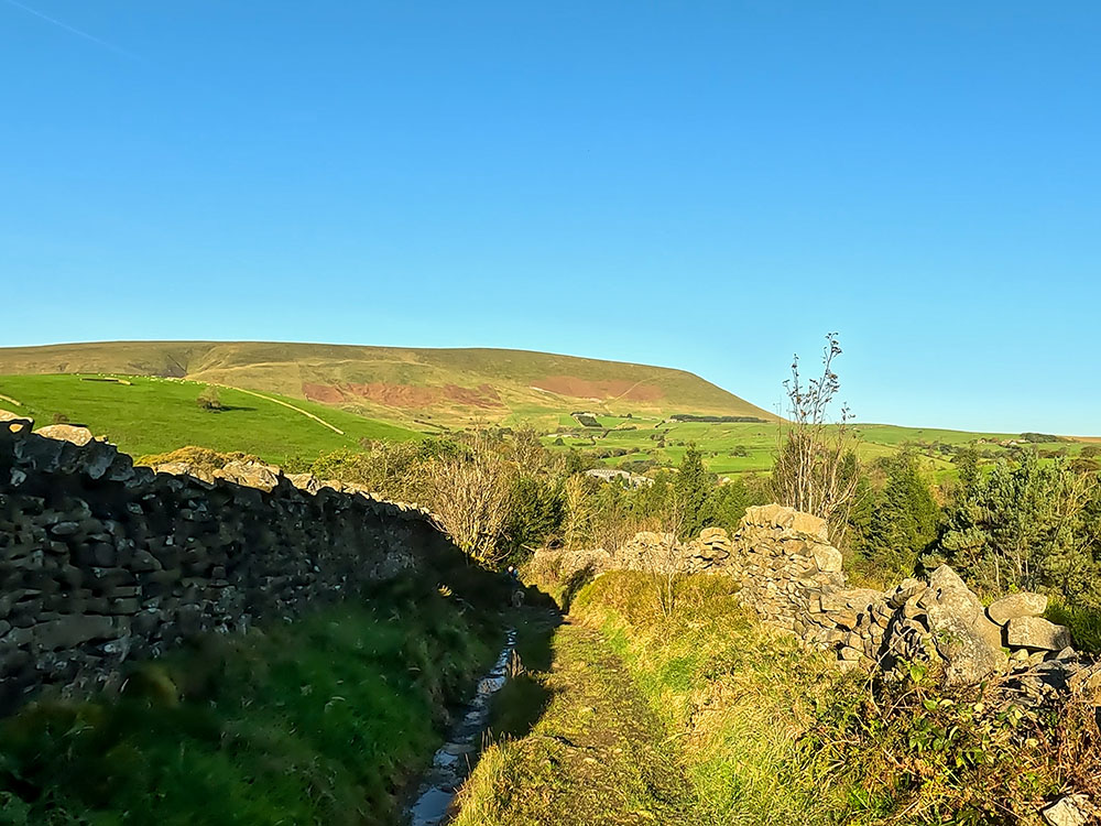 View of Pendle Hill from Heys Lane on the Pendle Witches Walk