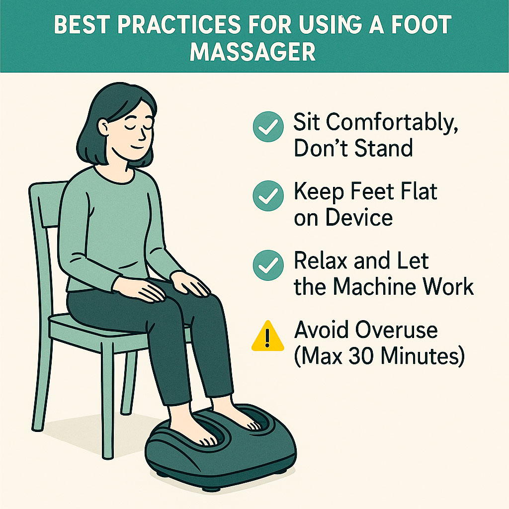 An infographic setting out the best practices for using a foot massager