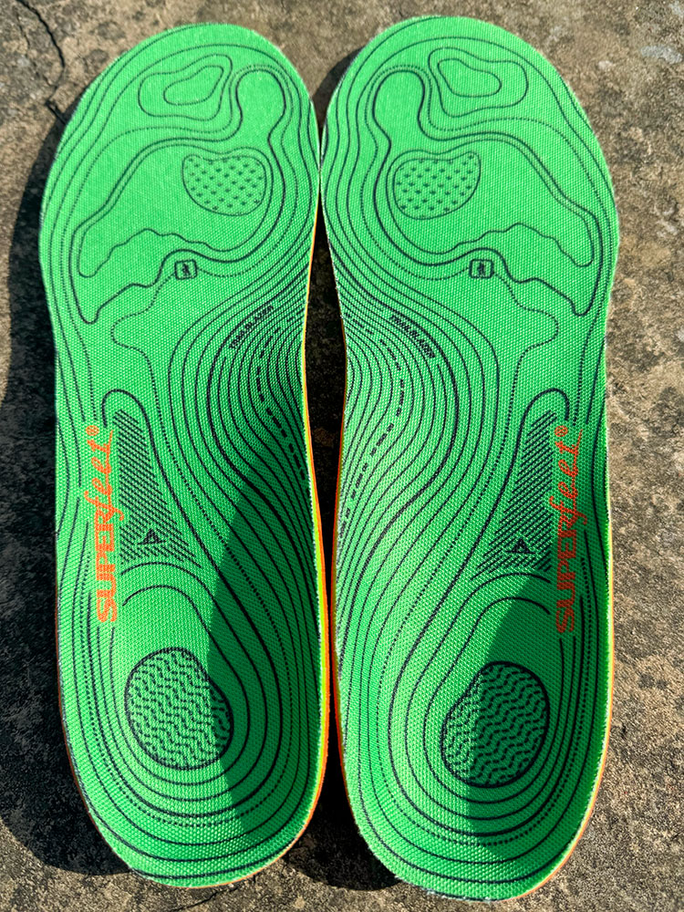 Moisturewick top, which helps reduce odours, on Superfeet Hike Support insoles
