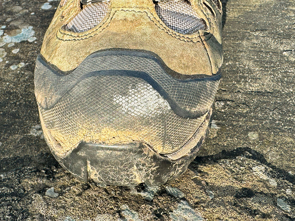 Toe protection on a hiking boot