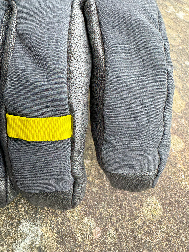 Offset seams on a hiking glove