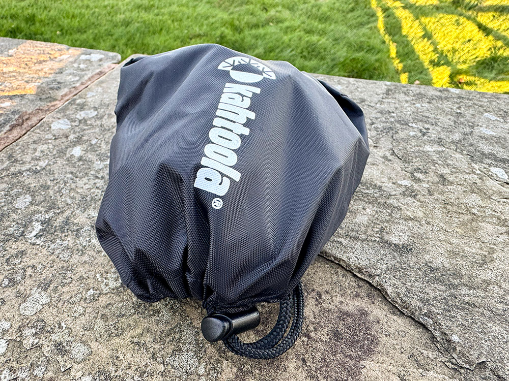 Kahtoola Microspikes in their tote bag, ready to be out into a jacket or backpack pocket