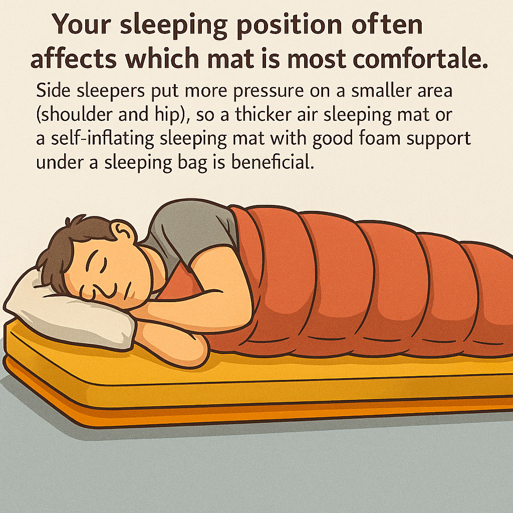 A side sleeper lying on a sleeping mat