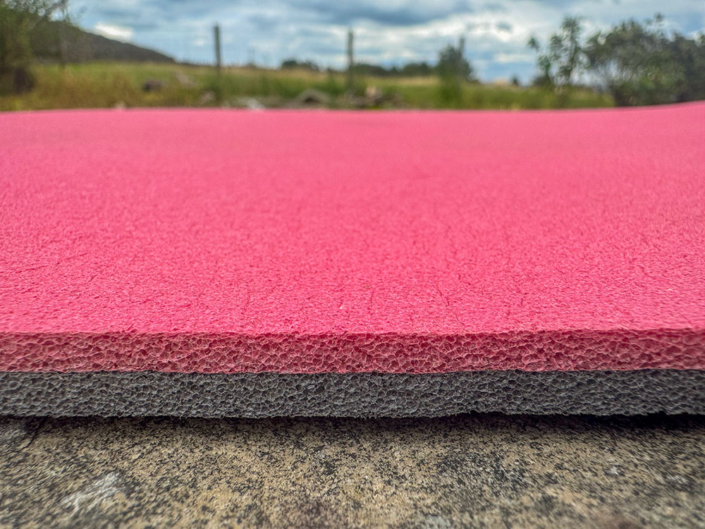 A close-up of a virtually indestructible closed-cell foam mat
