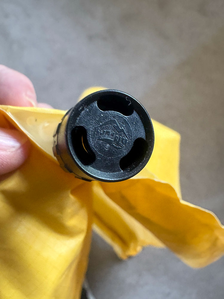 The valve on a sleeping mat