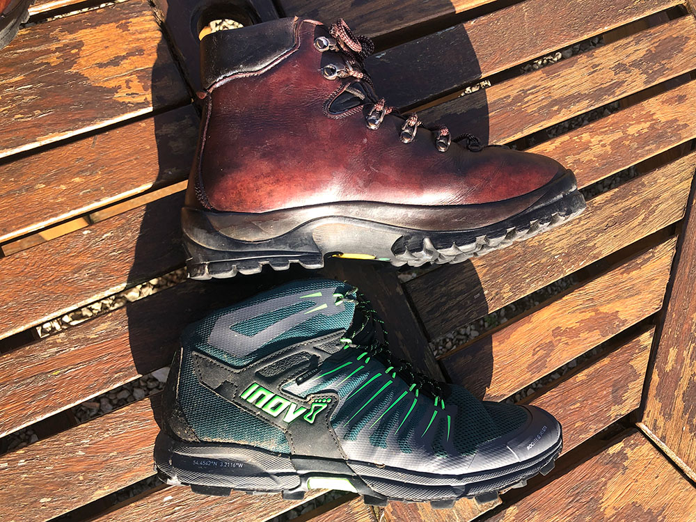 Comparison of soles on 3-4 season Scarpa SL hiking boot and a synthetic boot