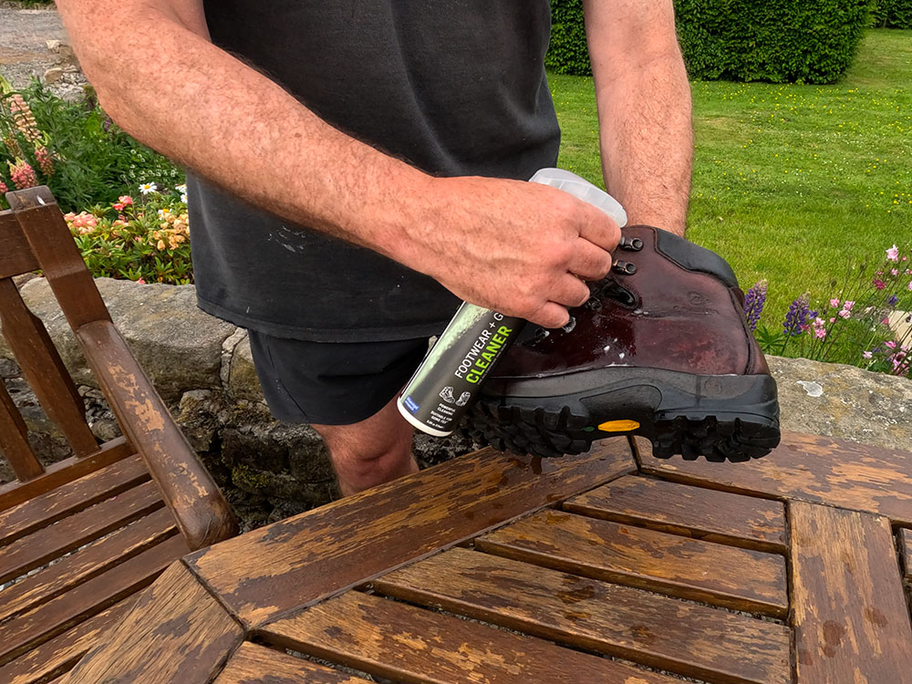 Applying Grangers Footwear Cleaner