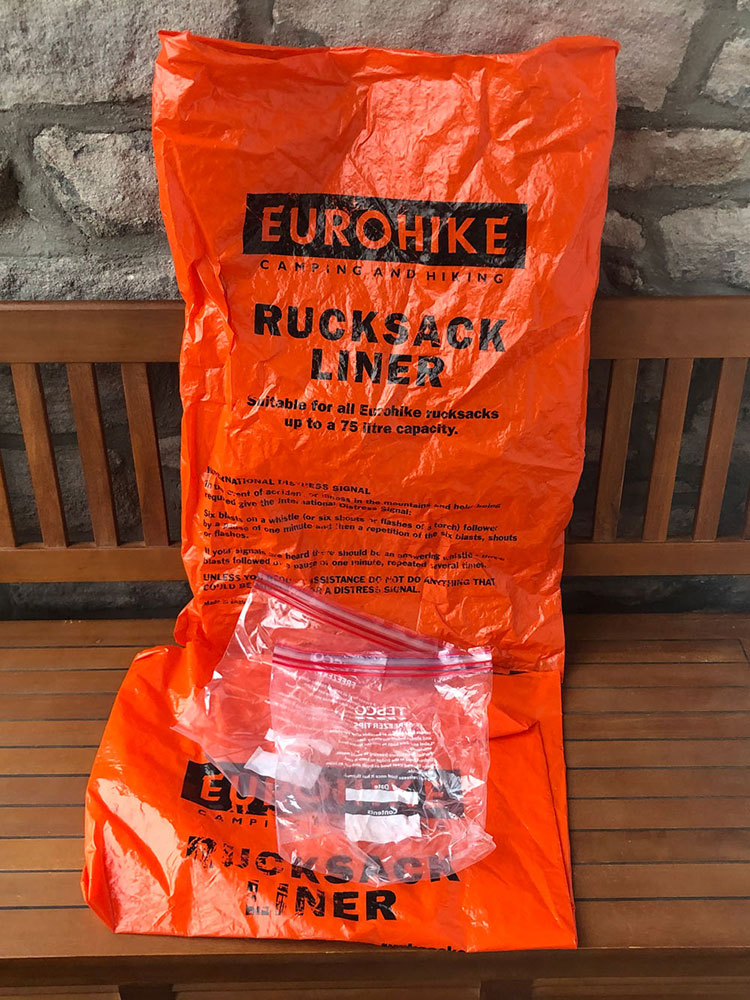 Selection of plastic rucksack liners and freezer bags