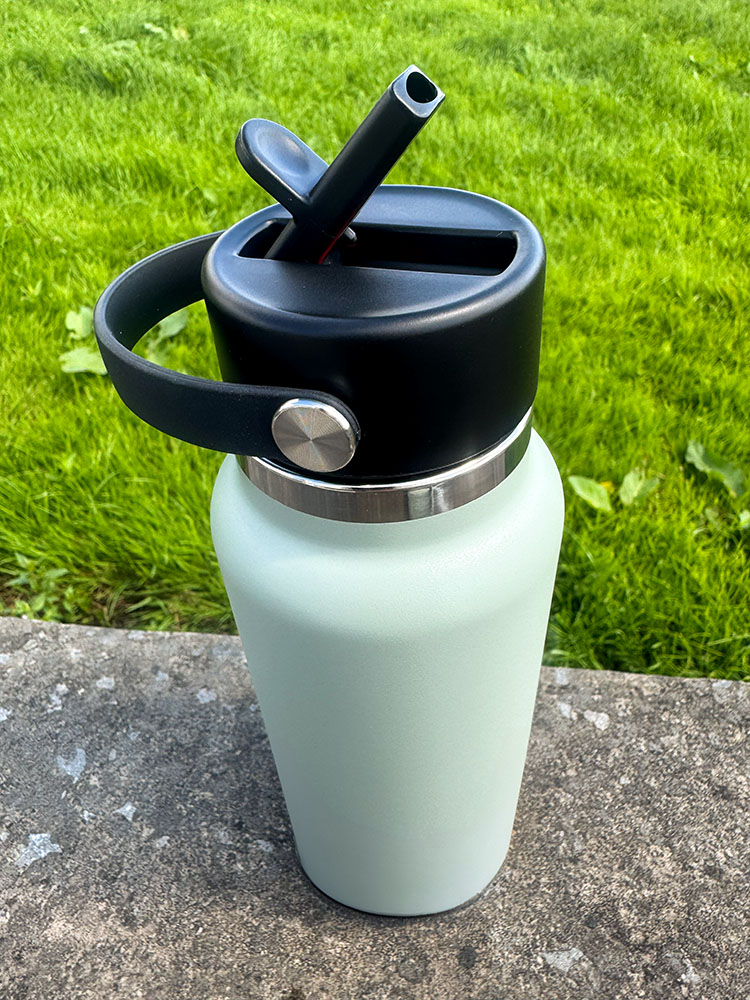 The wide mouth insulated stainless steel Hydro Flask with the straw lid