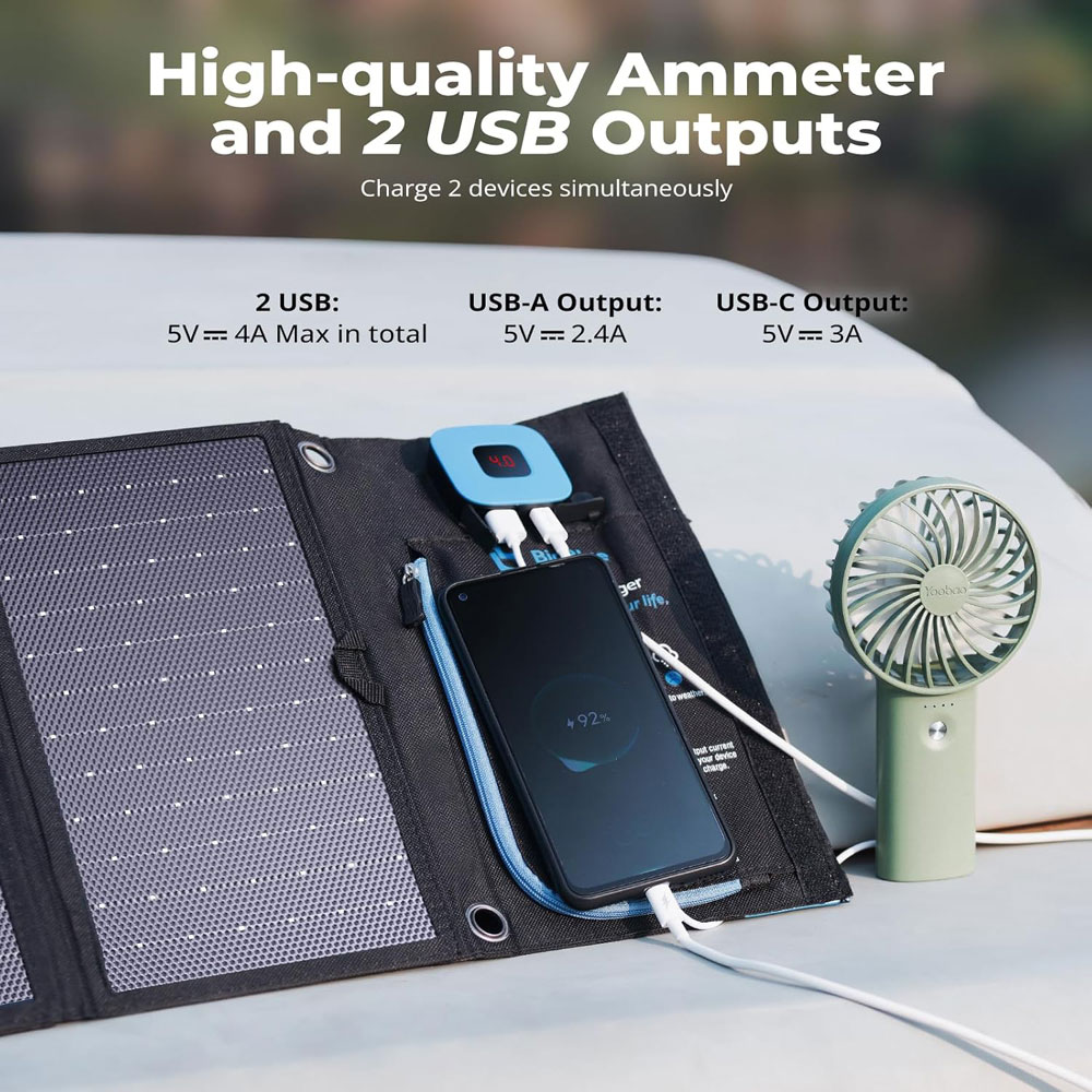 BigBlue 28W Solar Charger - USB outputs