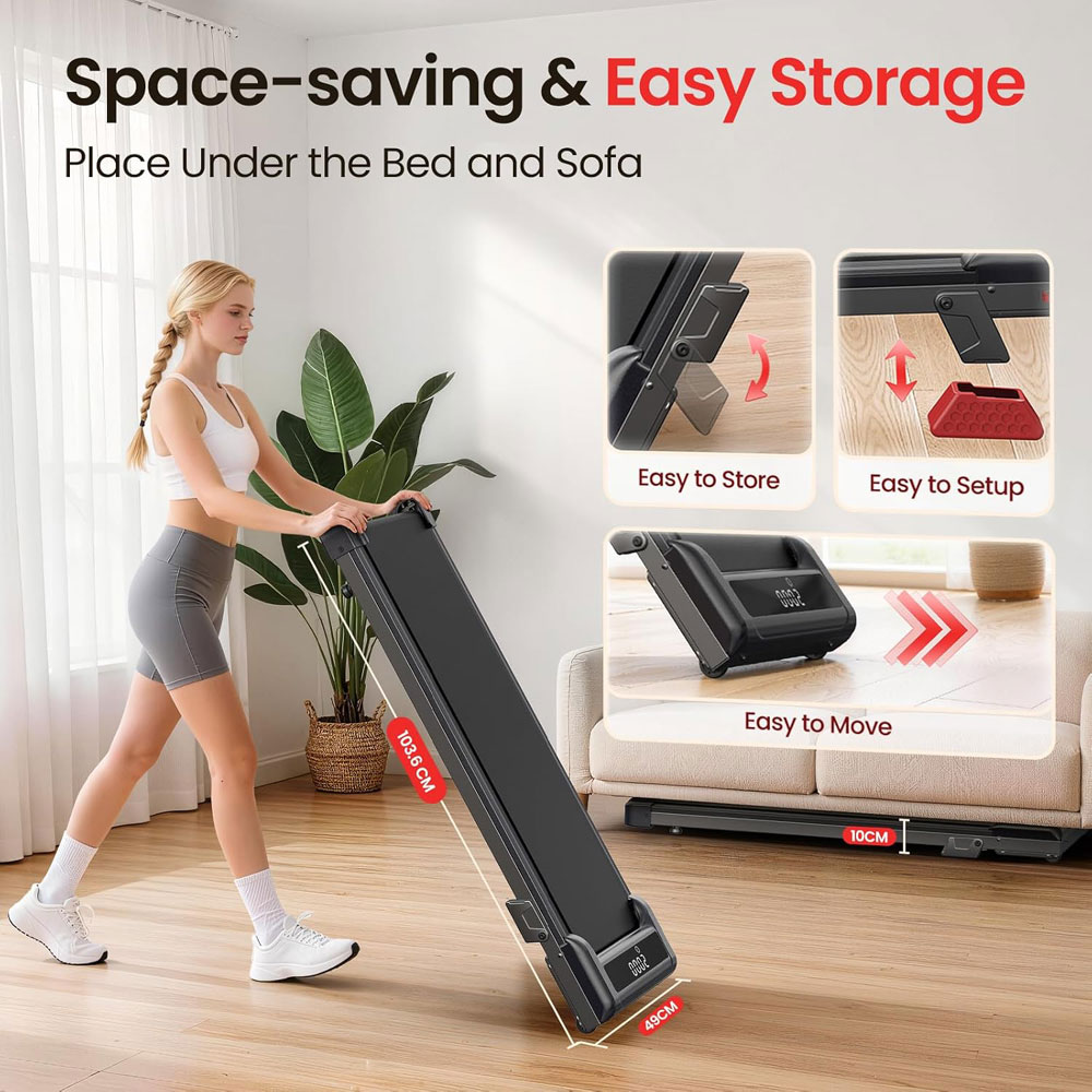 Bigzzia Walking Pad Treadmill with Incline - easy to move and store