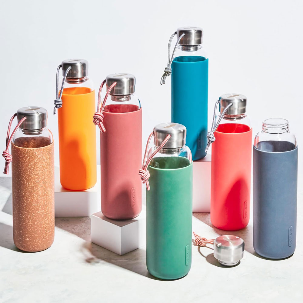 Black+Blum Glass Water Bottle 600ml - some of the colours available