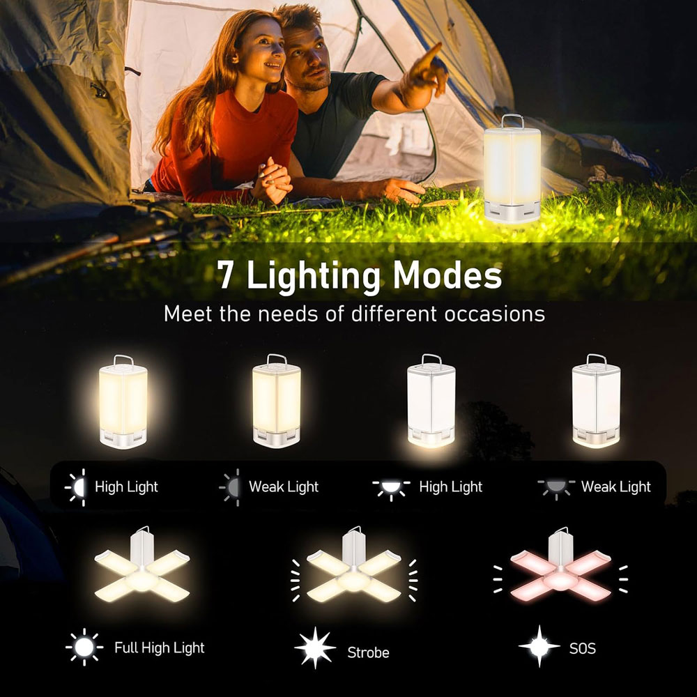 Blukar K9156 2000 Lumen Adjustable Camping Lantern - light modes