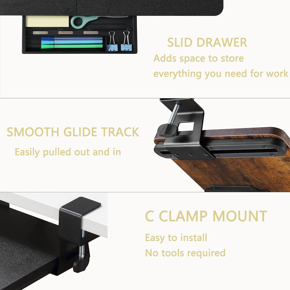 ETHU under-desk keyboard tray - features