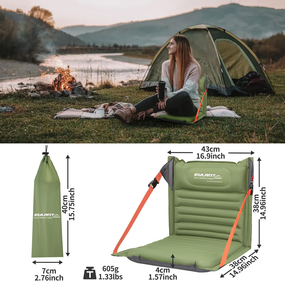 EULANT Inflatable Portable Seat with Backrest - dimensions