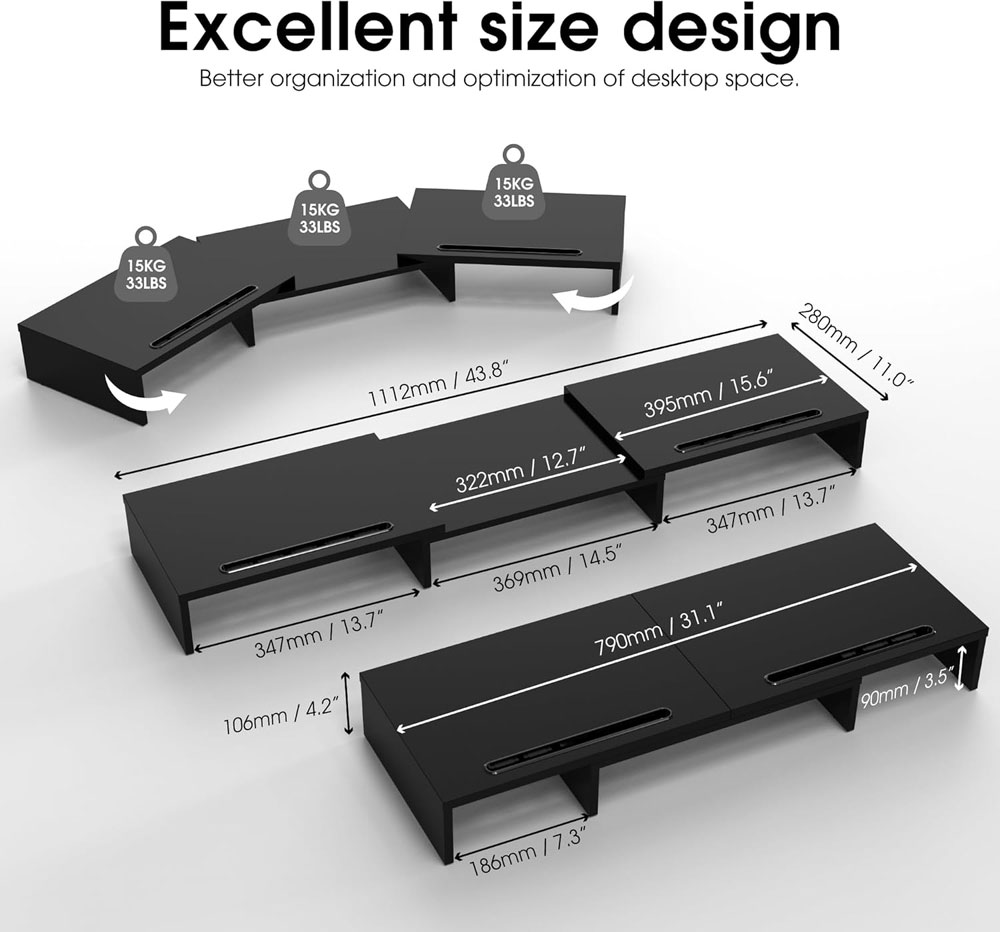 FITUEYES dual monitor stand - dimensions