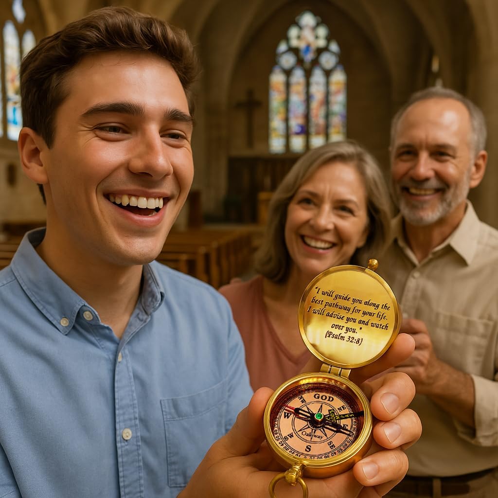 God's Path Brass Compass being presented in a church