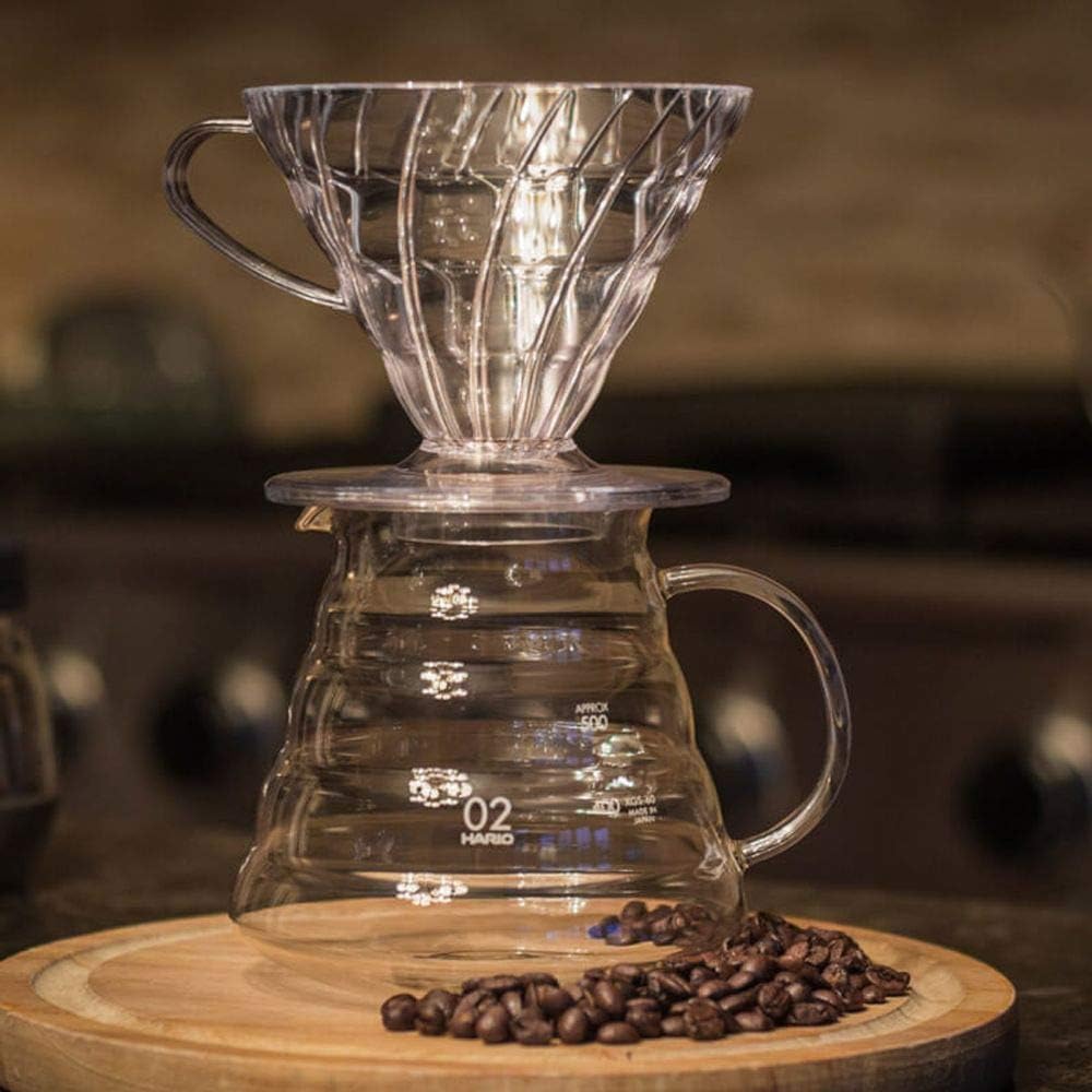 Hario V60 Plastic Coffee Dripper - over a jug