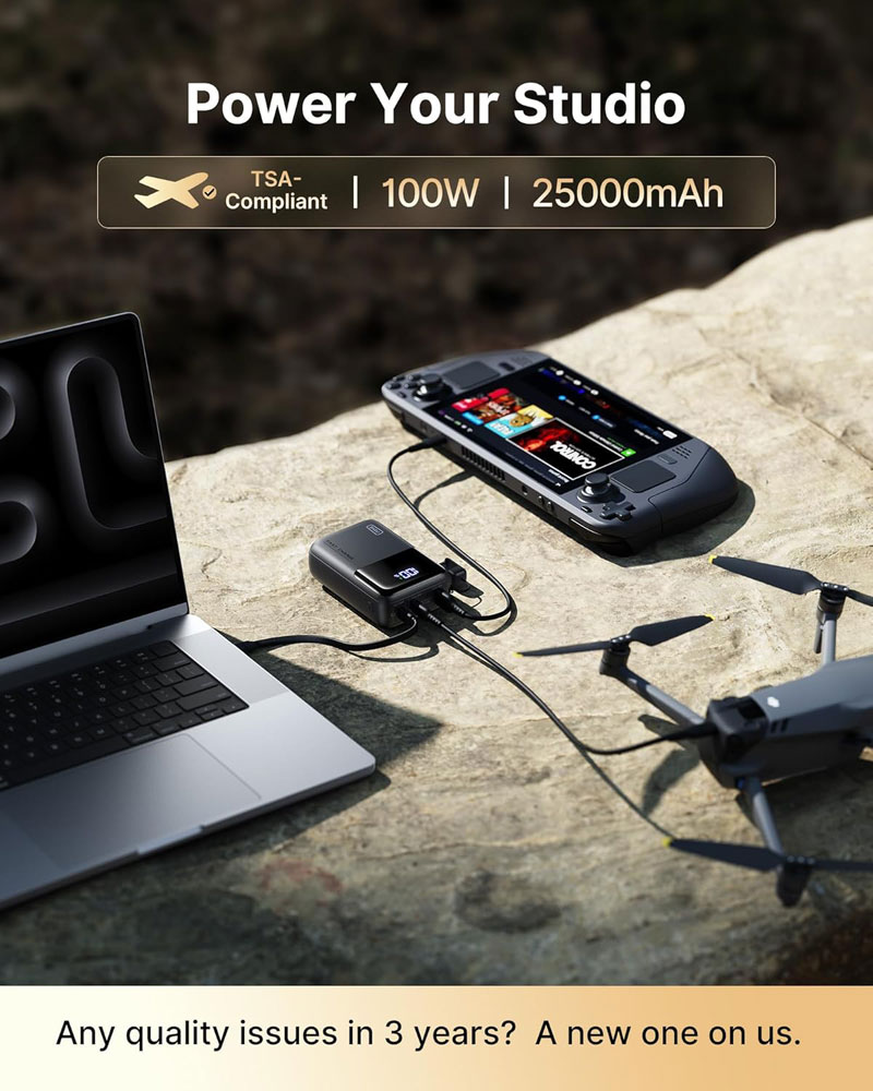 INIU 100W 25,000mAh Portable Charger - charging multiple devices at once