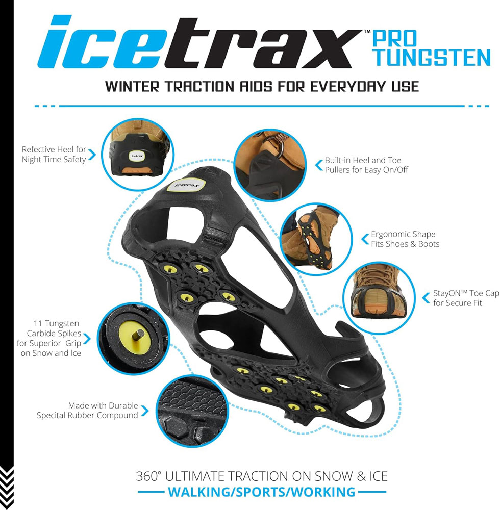 ICETRAX Pro Tungsten Grip Ice Cleats - features