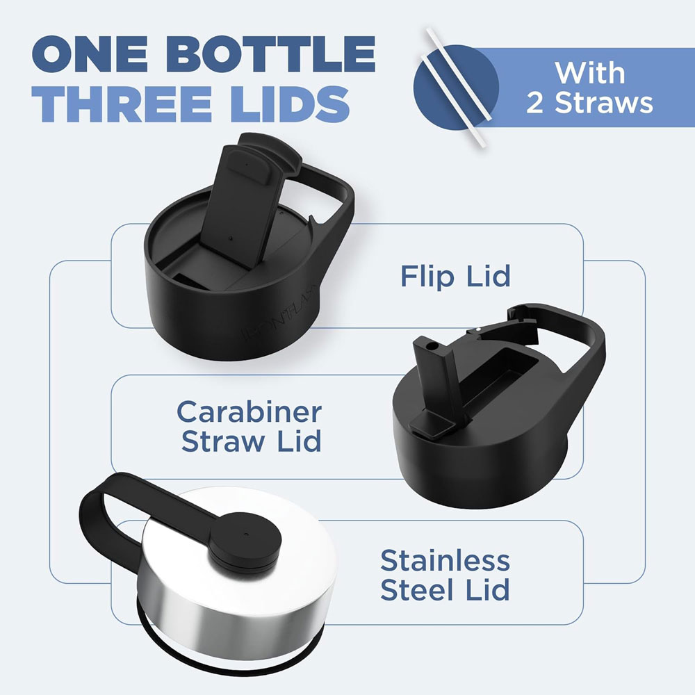 Iron Flask Sports Water Bottle - lids and straws