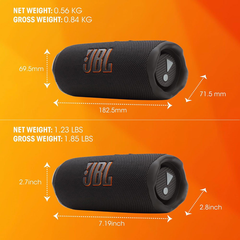 JBL Flip 7 Portable Bluetooth Speaker - dimensions