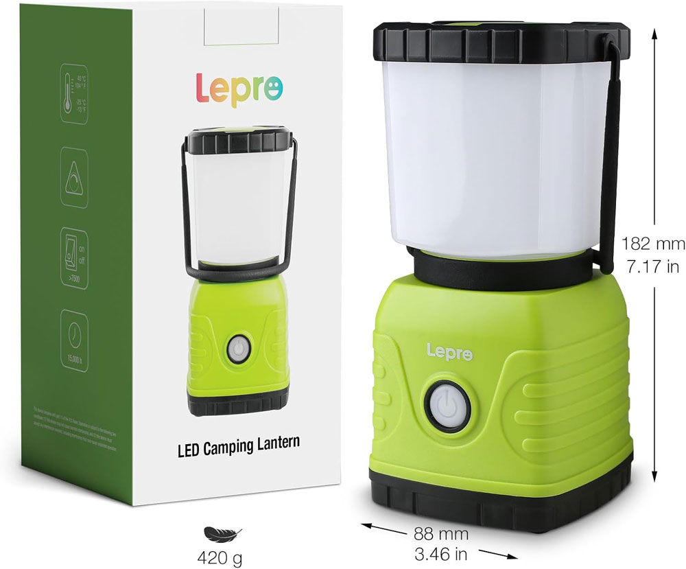Lepro 1300LM Rechargeable Camping Lantern - dimensions