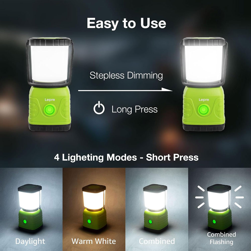 Lepro 1300LM Rechargeable Camping Lantern - light modes
