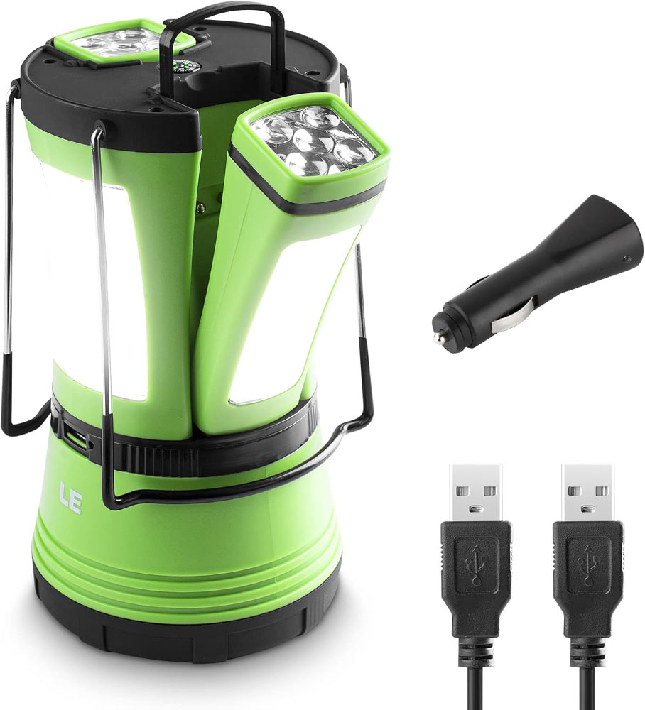 Lepro 3-in-1 Rechargeable Camping Lantern with 2 Torches