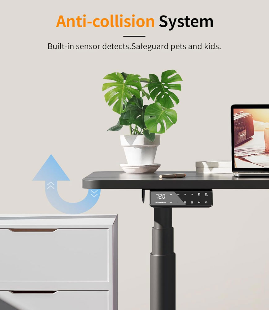 MAIDeSITe TH2 Pro Plus Art Frame-only standing desk with oval legs - anti-collision system
