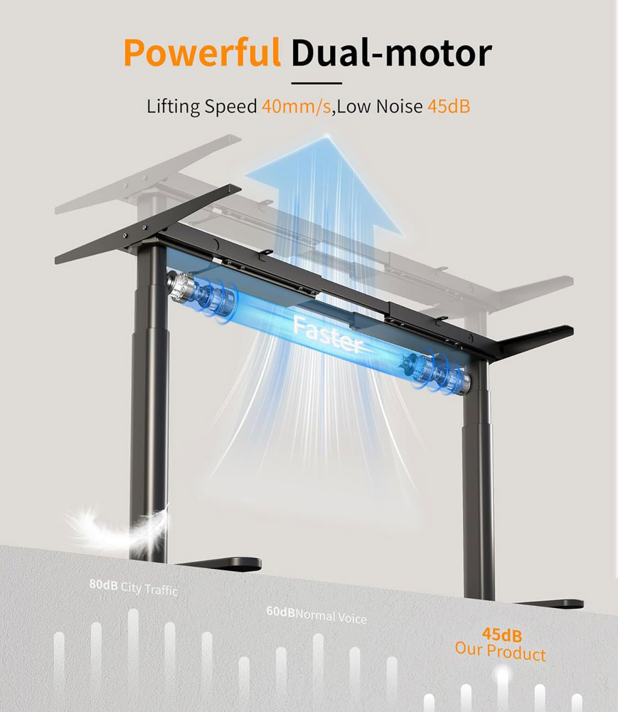MAIDeSITe TH2 Pro Plus Art Frame-only standing desk with oval legs - dual motor