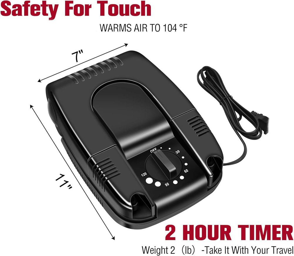 Manledio Portable Electric Shoe and Boots Dryer - timer
