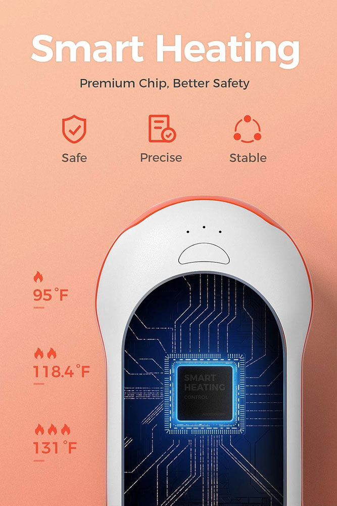 Ocoopa Quick Charge Hand Warmer - heat settings