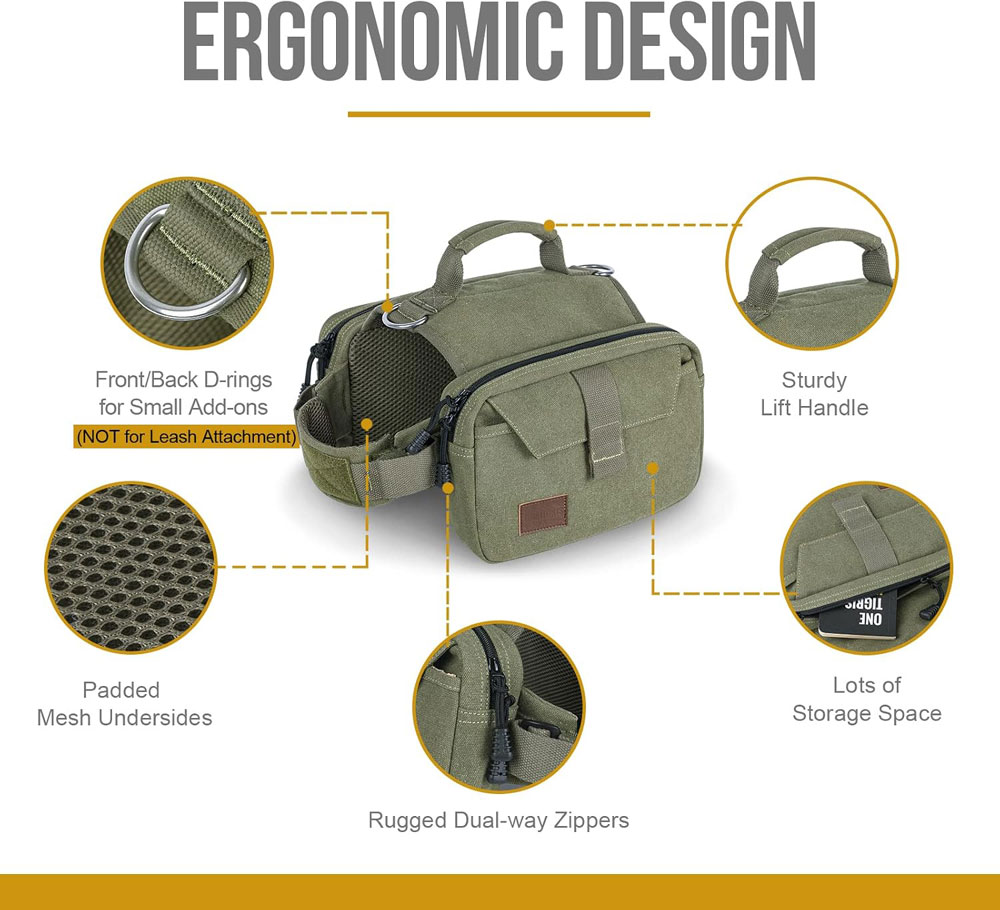 OneTigris Dog Saddlebag Backpack - features