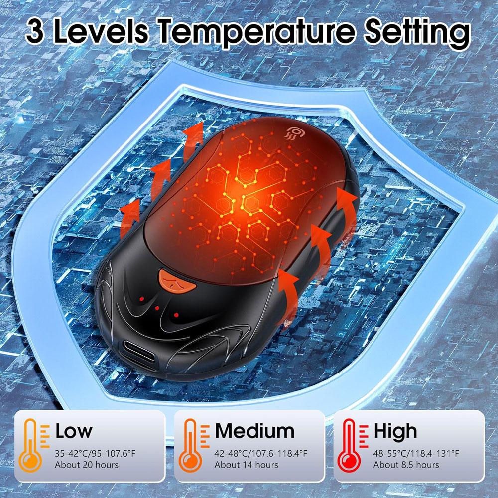 OUTJUT Rechargeable Hand Warmers - temperature settings