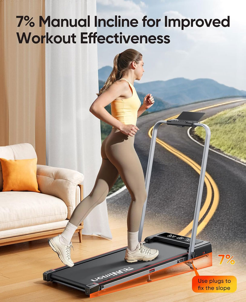 RUNIMON 6-in-1 Folding Treadmill - incline