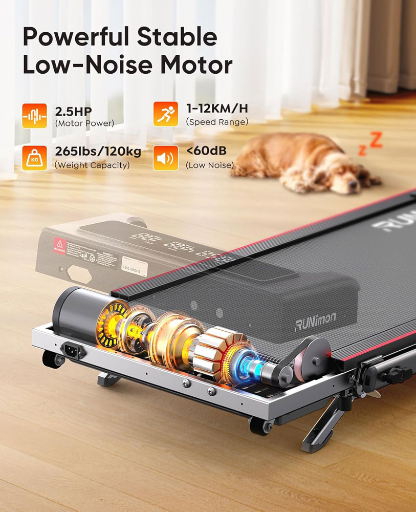 RUNIMON 6-in-1 Folding Treadmill - low-noise motor