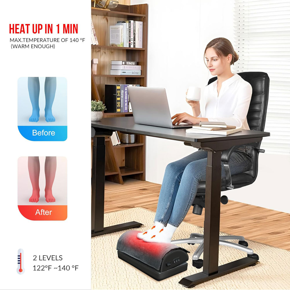 Snailax Memory Foam Vibration Foot Massager with Heat - temperature levels