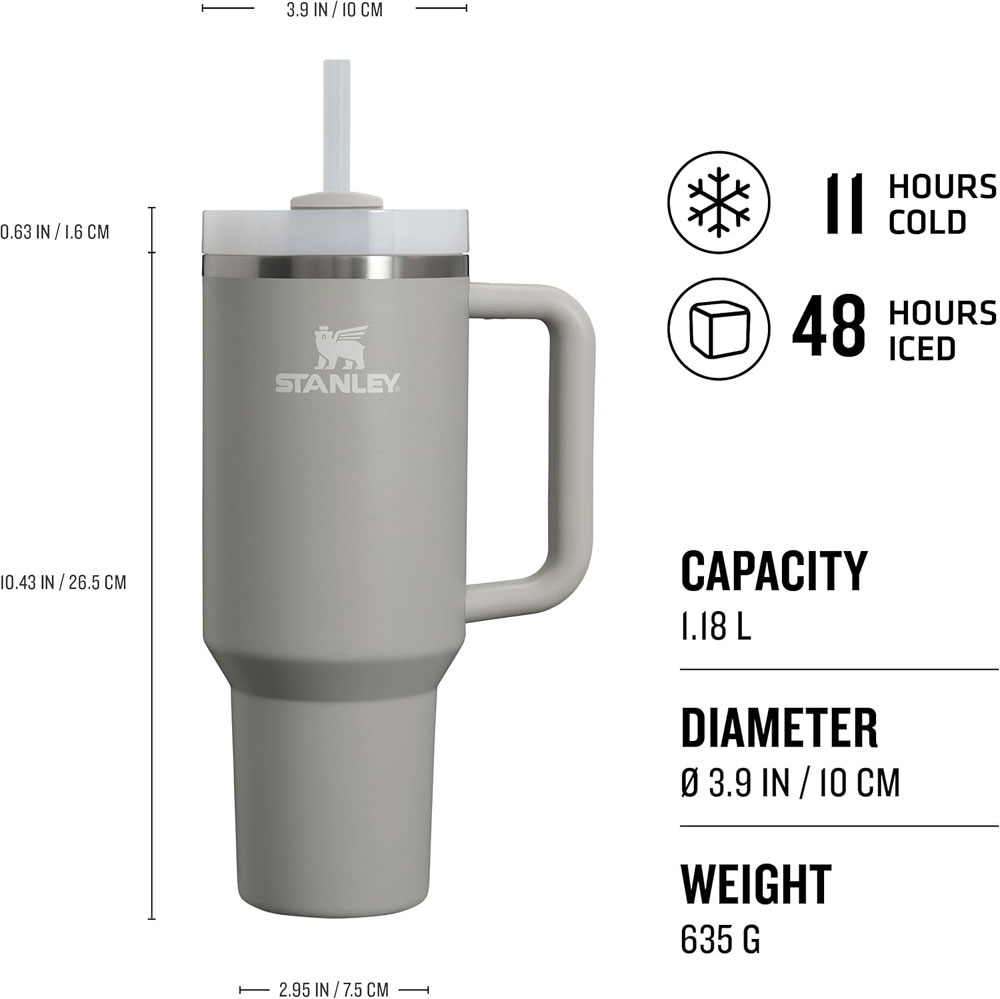 Stanley Quencher H2.0 FlowState Tumbler 1.2 L - features and dimensions